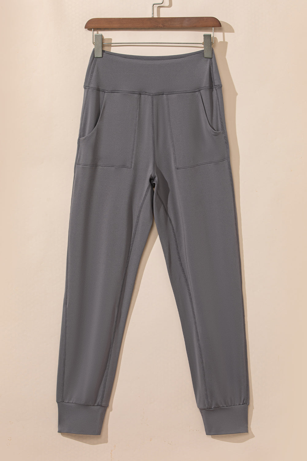 Pantalon de jogging taille haute noir avec poches et coutures apparentes