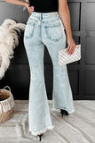 Distressed Acid Wash Flare Jeans