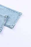 Pantalon de jogging en denim à poches rondes en détresse bleu ciel