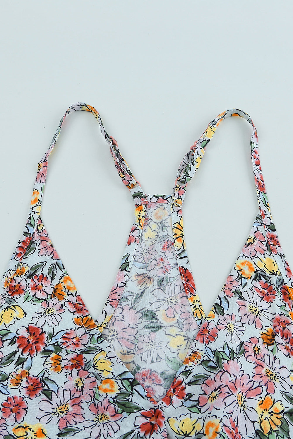 Wrapped V Neck Floral Tank Crop Top