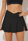 Criss Cross Waist Flared Swim Skirt