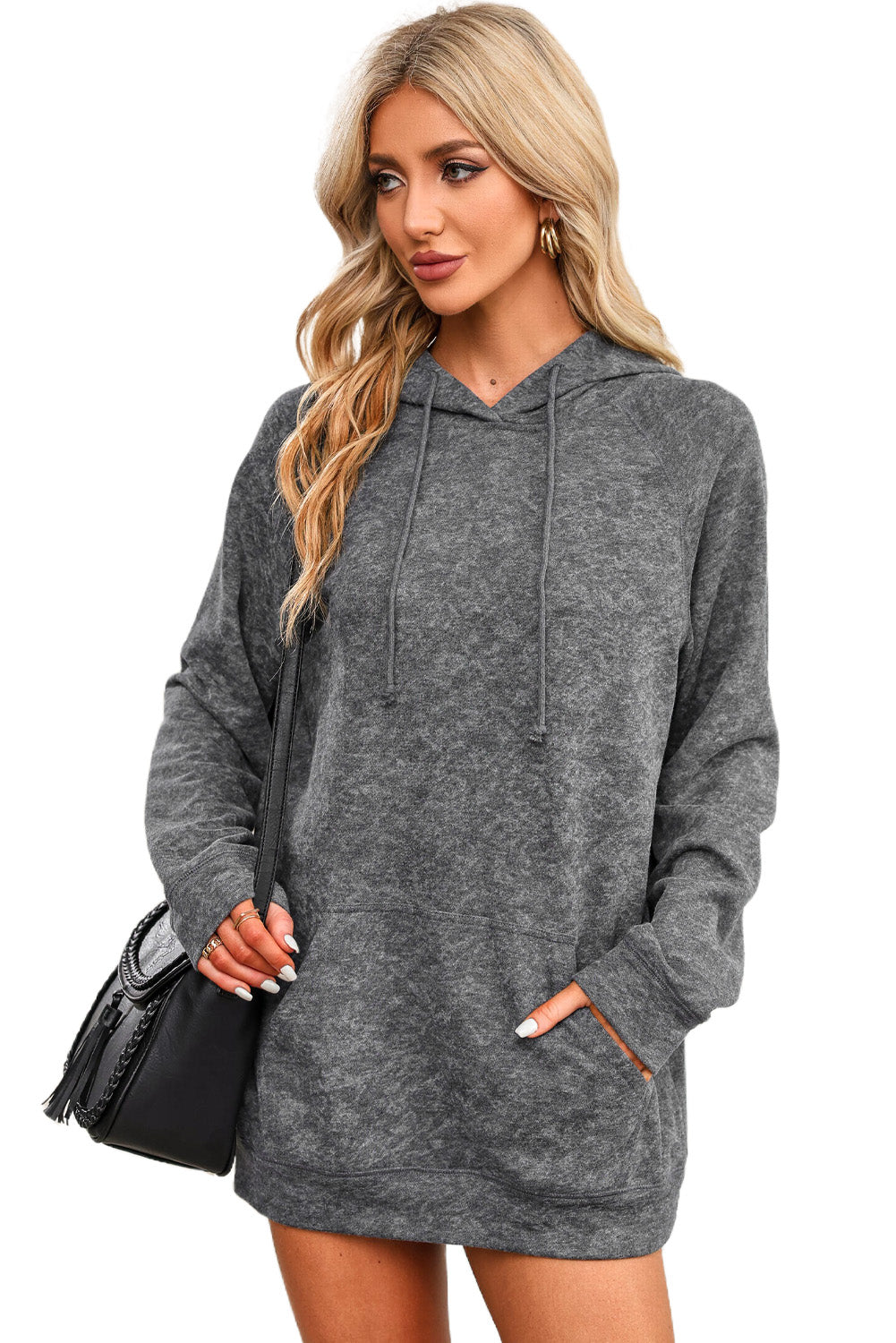 Mineral Wash Kangaroo Pocket Drawstring Pullover Hoodie