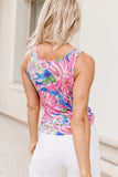 Floral Print Notch Neck Sleeveless Top