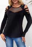 Mesh Patch Ripped Long Sleeve Top