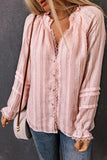 Sweet Lace Frilled Trim Button Up Blouse