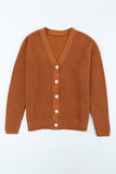 V Neck Drop Shoulder Buttons Cardigan