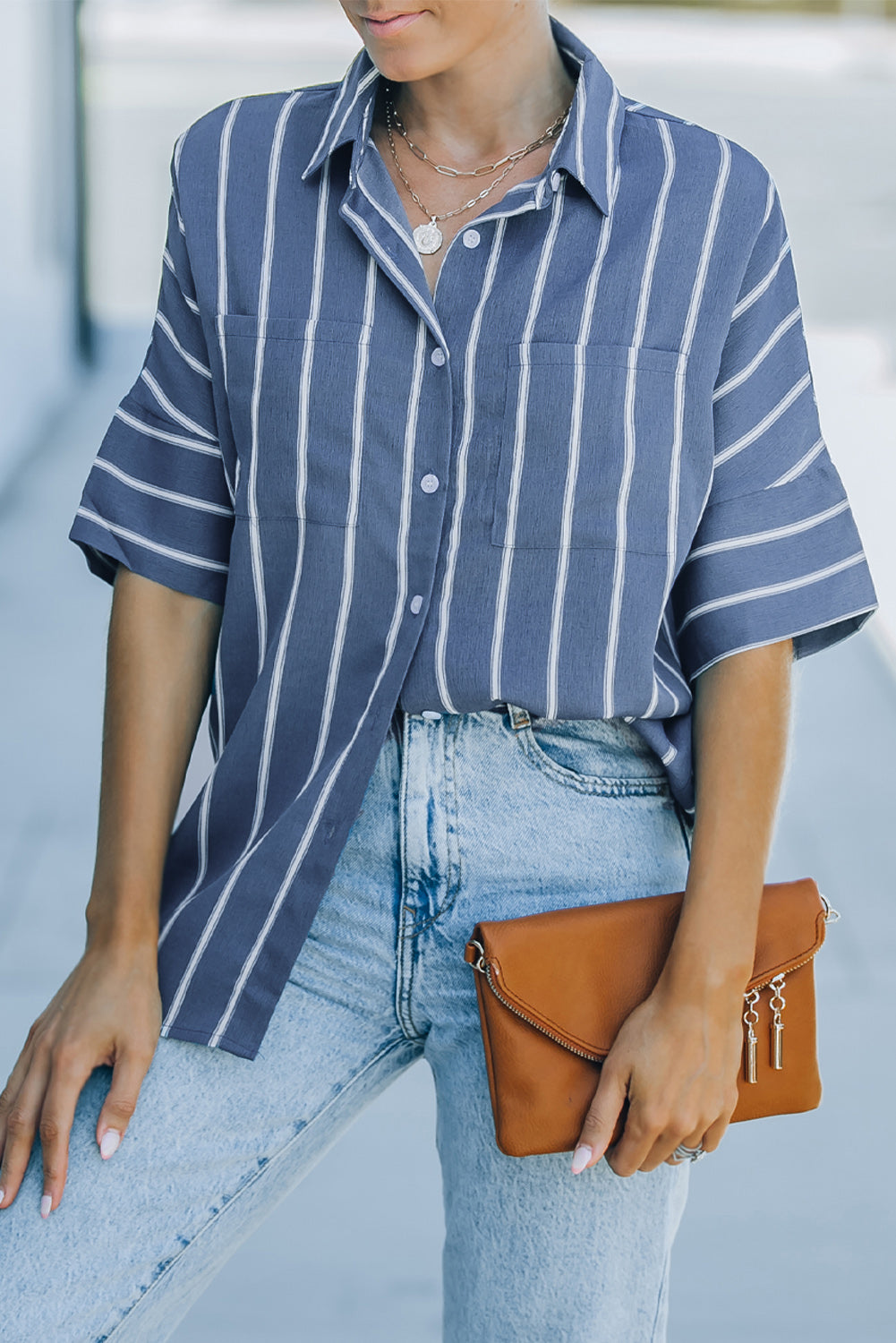 Pocketed Striped Shirt