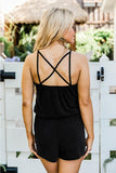 Spaghetti Straps V Neck Crisscross Back Romper