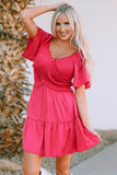 Crossover Smocked Flutter Sleeve Mini Dress