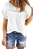 Swiss Dot Lace Splicing Short Sleeve Top