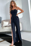 Spaghetti Straps Slit Leg Jumpsuit with Pockets