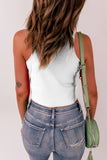 Rib Knit Crew Neck Sleeveless Crop Top