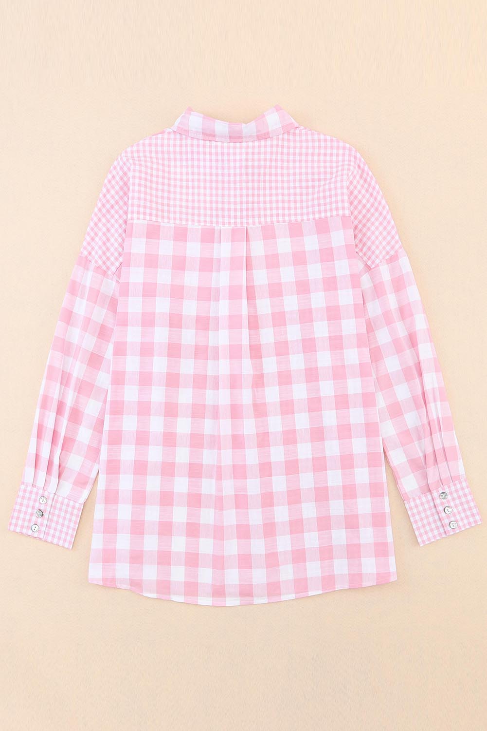 Mix Checked Patchwork Long Sleeve Shirt