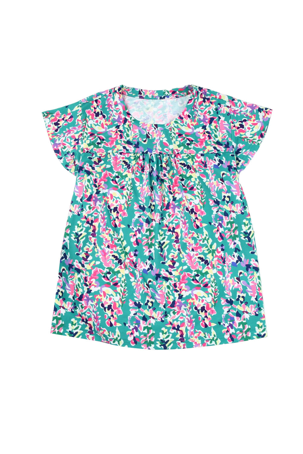 Floral Print Ruffled Short Sleeve Babydoll Top