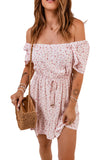 Elastic Waist Ruffled Hem Floral Dress