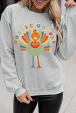 Orange Plain Crew Neck Pullover Sweatshirt