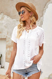 Crochet Eyelet Short Sleeves Top