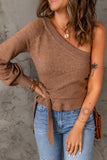 Tie Knot One Shoulder Knitted Sweater