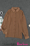 Long Sleeve Button Fuzzy Polka Dot Shirt