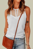 Strappy Mesh Splicing Ribbed Tank Top