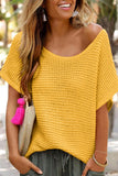 Ginger Solid Loose Knit Short Dolman Sleeve Sweater