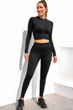 Full Zipper Ribbed Seamless Long Sleeve Yoga Top