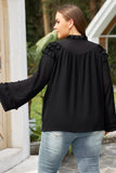 Tiered Ruffled Shoulder Buttoned Plus Size Blouse