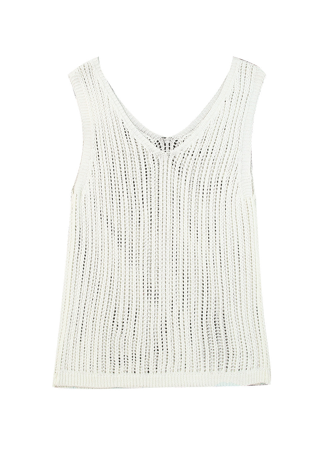 Hollowed Knit V Neck Tank Top