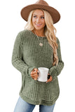 Long Sleeve Round Hem Cable Knit Sweater