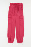 Satin Pocketed Drawstring Elastic Waist Pants