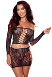 Glittering Mesh Hollowed Detail Lingerie Set