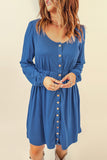 Button Up High Waist Long Sleeve Dress