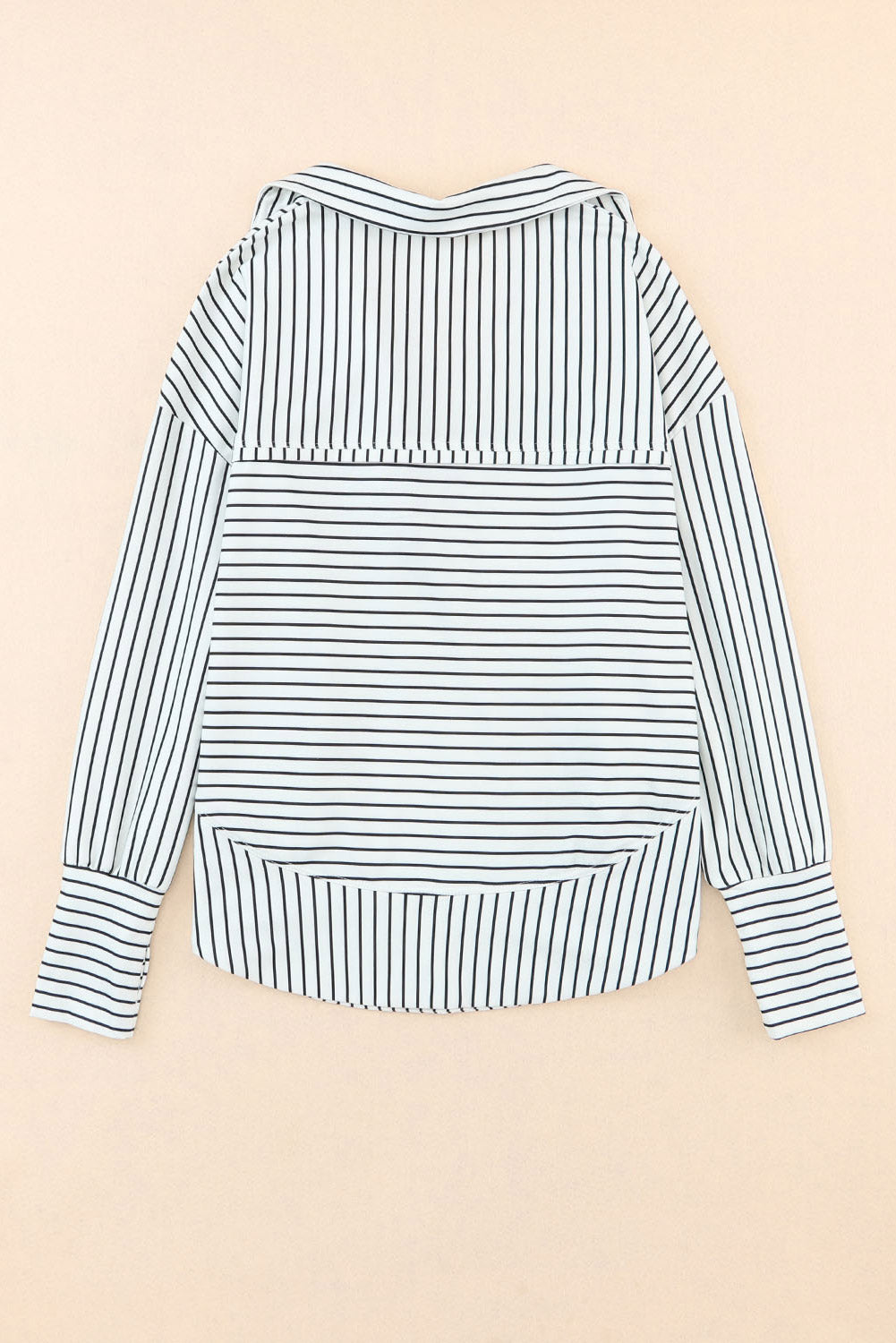 Striped Thumbhole Drop Shoulder V Neck Top