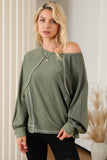 Exposed Seam Patchwork Dolman Sleeve Top