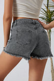 High Rise Crossover Waist Denim Shorts