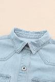 Flap Pocket Buttoned Raw Hem Denim Jacket