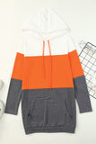 Colorblock Kangaroo Pocket Hooded Dress