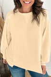 Mint Green Splicing Round Neck Pullover Sweatshirt