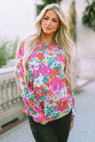 Twisted Hollow-out Back Floral Long Sleeve Top