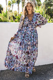 Multicolor Wild Lotus Ruffle Tiered Maxi Dress