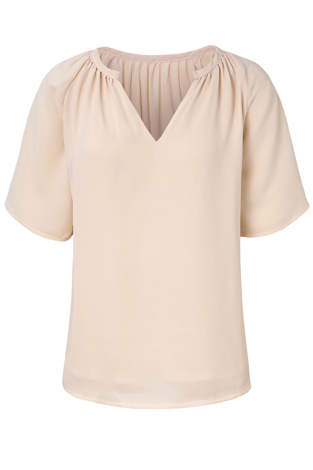 Split Neck Pleated Loose Top