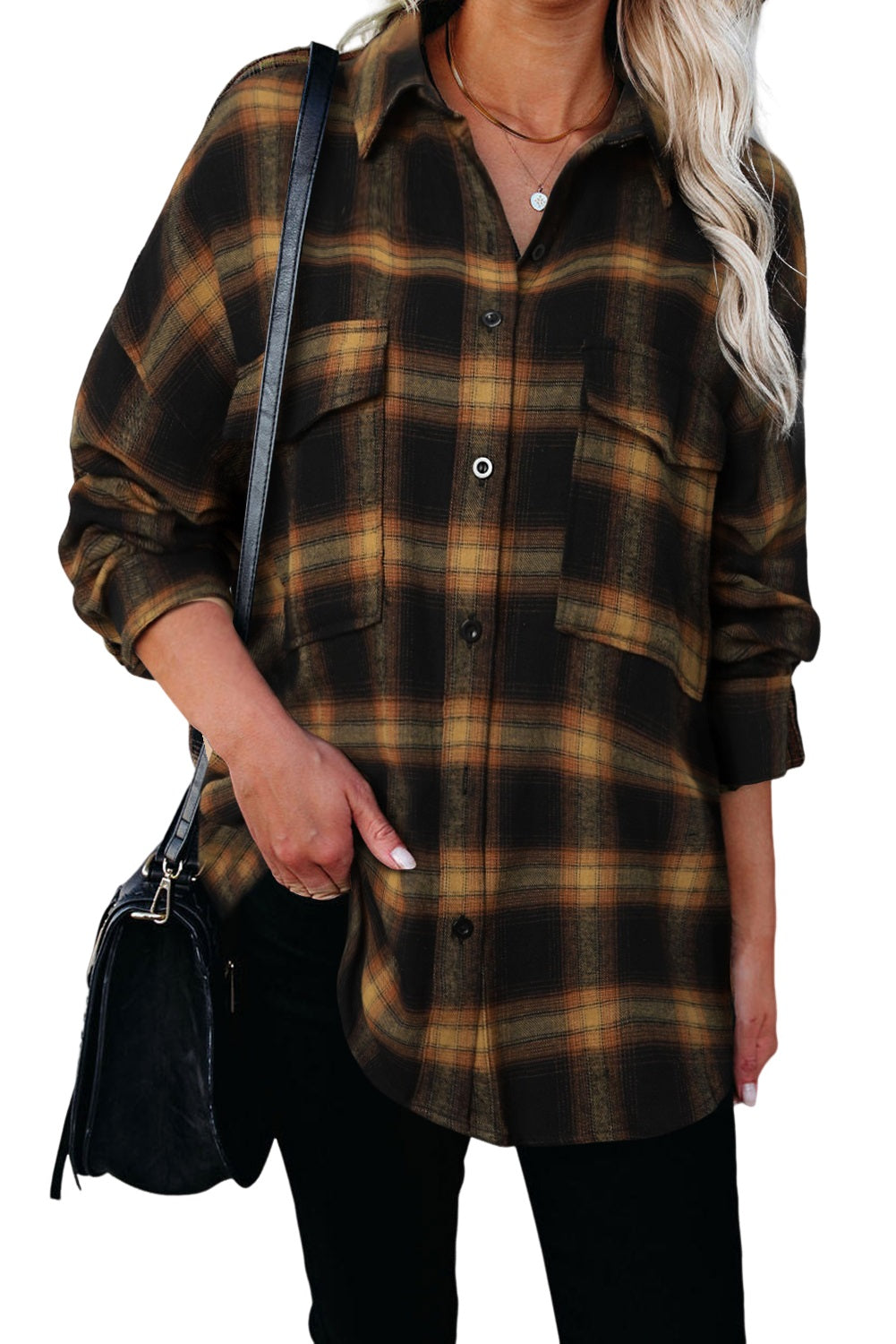 Plaid Pattern Flap Pockets Csual Shirt