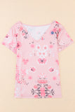 V Neck Floral Print T-shirt