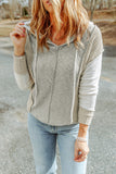 Long Sleeve Textured Knit Patchwork Hoodie