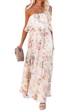 Floral Print Strapless Tube Top Maxi Dress