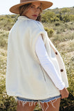 Beige Sherpa Stand Collar Jacket Vest