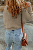 Cropped V Neck Fuzzy Sweater