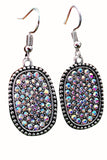 Boucles d'oreilles crochet en argent antique plein de diamants