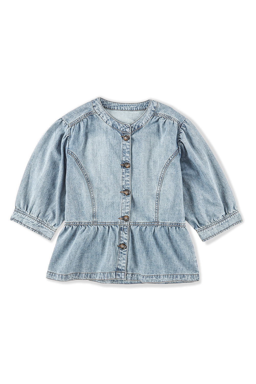 Half Sleeves Peplum Denim Jacket