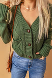 Front Pockets Buttons Textured Cardigan